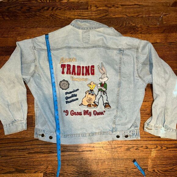 RARE LOONEY TUNES ACME TRADING I GROW MY OWN EMBROIDERED DENIM JACKET - Picture 5 of 7